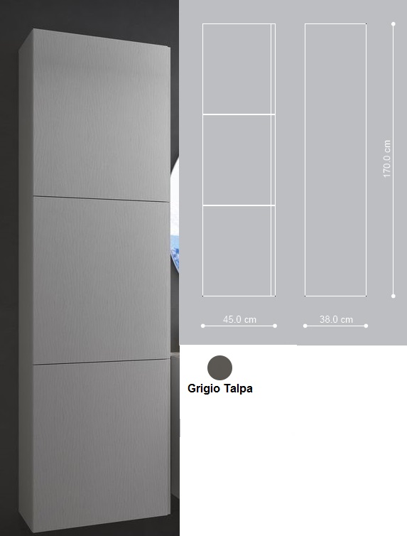 mobile da bagno 60 cm panama grigio talpa opaco sospeso con lavabo e specchiera