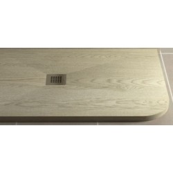 Piatto Doccia in Pietra Sintetica Effetto Legno 70X90 cm Asimmetrico Stondato