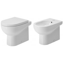 Vaso + Bidet Nuvola Altezza 48 cm con Scarico Traslato Azzurra