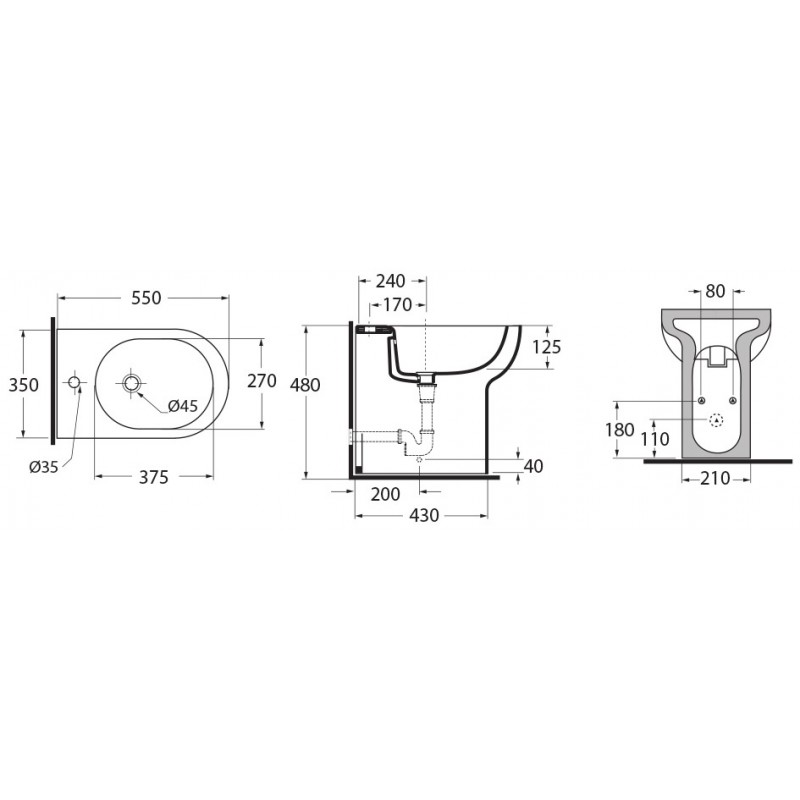 Azzurra vaso bidet nuvola altezza 48 cm kit fissaggio incluso Altezza sanitari sospesi