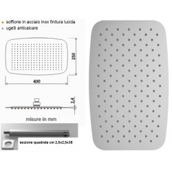 Completo Set Doccia Quadrato con Soffione 25x40 cm + Braccio Doccia Marca Jacuzzi