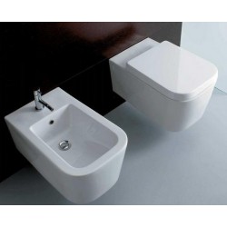 Vaso + Bidet Sospesi Stone Globo con Sedile Incluso