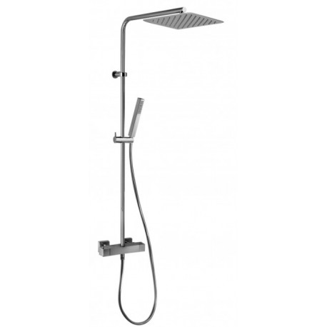Jacuzzi Colonna Doccia Telescopica con Miscelatore Termostatico Soffione Quadro 20 cm e Doccetta  0IQ00199JA04