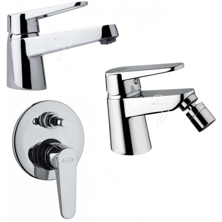 Miscelatori Jacuzzi Flare Lavabo + Bidet + Monocomando Doccia Incasso con Deviatore