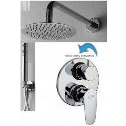 Set Completo Jacuzzi: Monocomando Doccia Incasso con Deviatore Modello Aurora, Braccio Soffione Slim e Doccetta Tonda