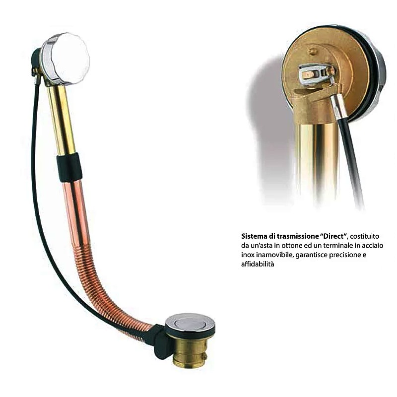 Kit Di Conversione Per Troppopieno E Scarico Vasca Da Bagno - Cromo Lucido - Ottone Massiccio Con Sistema Push-Open