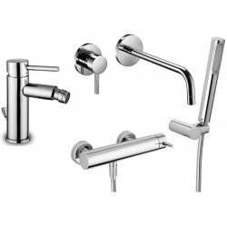 Paffoni Stick Miscelatori Lavabo Incasso a Parete Canna 175 mm  + Bidet + Vasca con Set Doccia