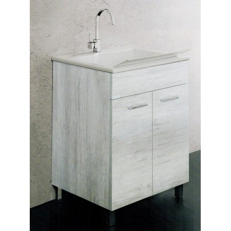 Lavarredo Unika con lavabo Zeus metacrilato 60x50 cm Elle Emme Ci Istallazione Interno Finitura Olmo Bianco