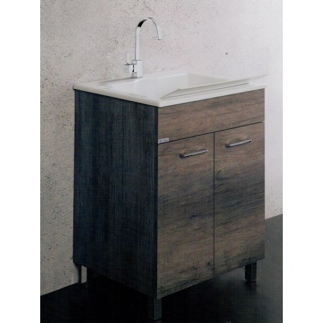 Lavarredo Unika con lavabo Zeus metacrilato 60x50 cm Elle Emme Ci Istallazione Interno Finitura Olmo Scuro