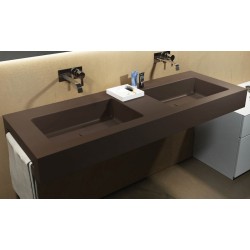 Top Monolitico con Doppio Lavabo Squadrato Integrato in Luxolid 