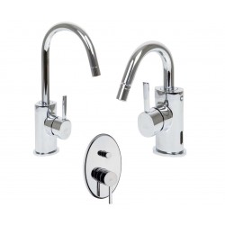 Set Miscelatori Lavabo Bidet a Canna Alta Orientabile e Doccia Incasso con Deviatore Berry Paffoni