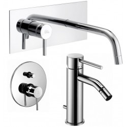 Paffoni Light Miscelatori Lavabo Incasso a Parete LIG101CR + Bidet LIG135CR + Incasso Doccia con Deviatore LIG015CR