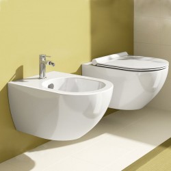 Vaso Sospeso Senza Brida e Bidet Sfera 54 Catalano in Ceramica Bianco Lucido + Copriwc soft close plus