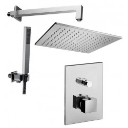 Composizione doccia Paffoni Level con Soffione 30x30 cm + miscelatore con deviatore art. LEC015CR + set duplex