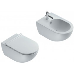 Vaso Sospeso Senza Brida art. 1VSF54RBM + Bidet art. 1BSF54BM Sfera NewFlush 54x35 Catalano Bianco Satinato