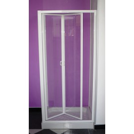 Porta per vano doccia con movimento a soffietto Cristallo Satinato 3 mm Altezza 185 cm