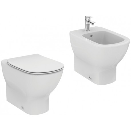 Sanitari Filo muro Ideal Standard Tesi Wc AQUABLADE® con Scarico Traslato e Bidet