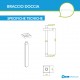 Braccio Doccia a Sezione Quadrata a Soffitto cm 2,5x2,5x20H in ottone Cromato