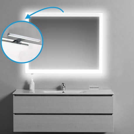 Su Misura Specchio da Bagno Filo Lucido e Cornice Sabbiata + Lampada Led da 5W art. spe22