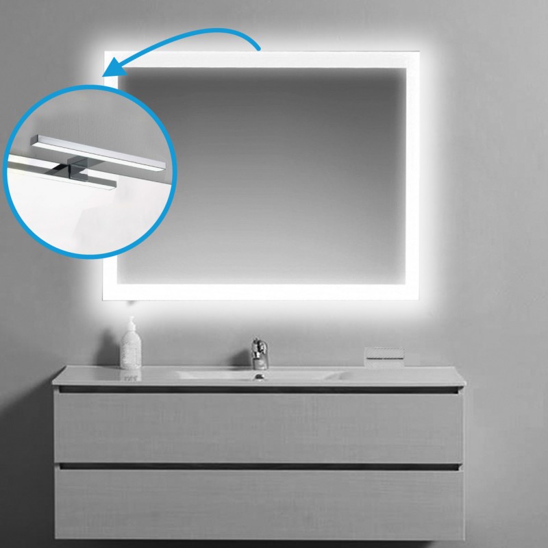 Su Misura Specchio da Bagno Filo Lucido e Cornice Sabbiata + Lampada Led da  5W art. spe22 - Vendita Online ItaliaBoxDoccia