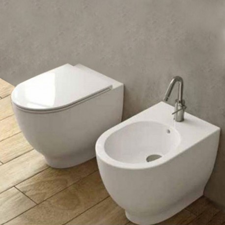 Sanitari Filomuro Rak Moon Wc Rimless art. HAR17AWHA + Bidet art. MOBI00001