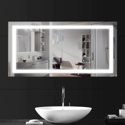 Su Misura Specchio da Bagno con Angoli Squadrati e Cornice Sabbiata Retroilluminata led 20W art. spe84