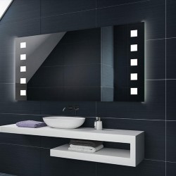 Su Misura Specchio per Sala da Bagno Filo Lucido con Quadrotti Sabbiati Retroilluminati led 20W art. spe63