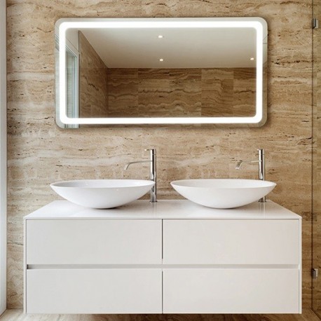 Specchio Bagno Su Misura Filo Lucido Retroilluminante led 20W mod. Stoccolma