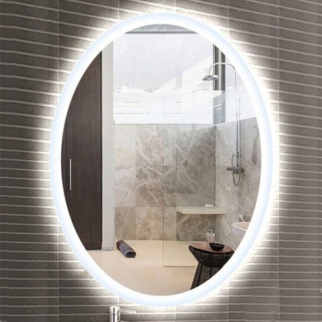 Specchio Ovale Bagno Su Misura Filo Lucido Retroilluminante led 20W mod. Ovo