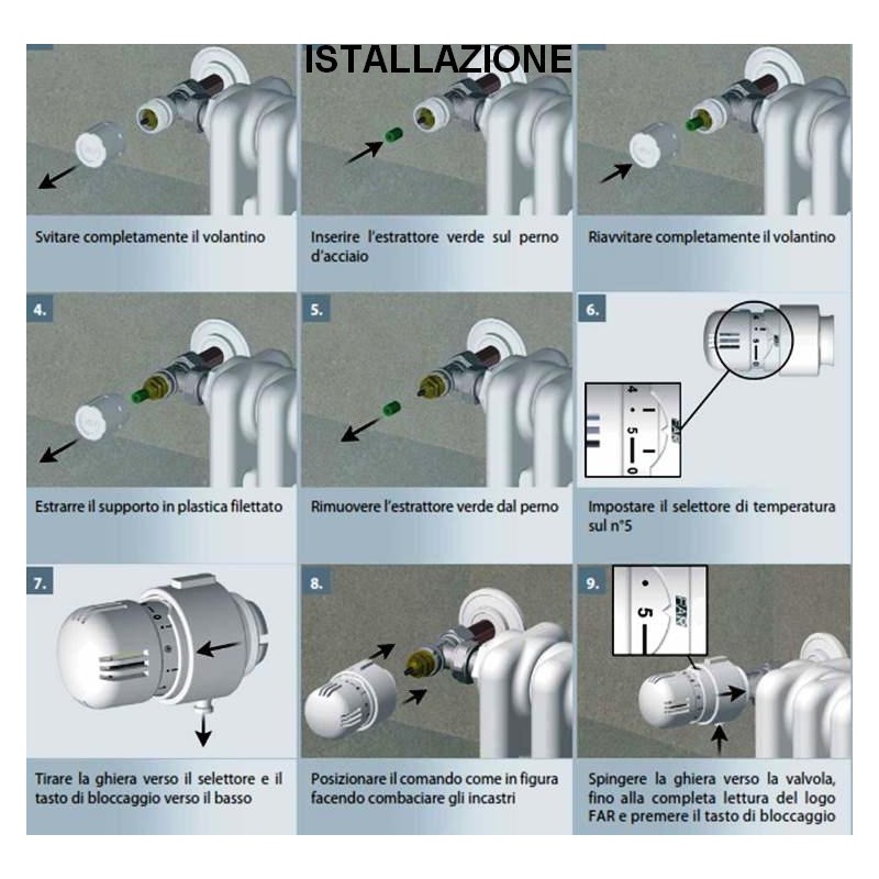 Testa Termostatica a Liquido per Valvola Far - Vendita Online