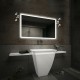 Specchio da Bagno con Angoli Squadrati Altoparlante Bluetooth e Cornice Sabbiata Retroilluminata led 20W art. spe85