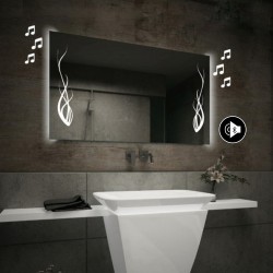 Specchio da Bagno con Angoli Squadrati Altoparlante Bluetooth e Disegno Floreale Retroilluminato led 20W art. spe86