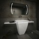 Specchio da Bagno con Angoli Squadrati Altoparlante Bluetooth e Strisce Sabbiate Retroilluminate led 20W art. spe90