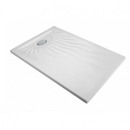 Piatto Doccia Onda 70 x 100 Extrapiatto in Vetroresina Gelcoats di Colore Bianco Altezza 3 cm