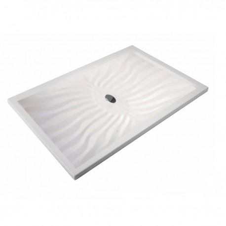 Piatto Doccia Onda 70 x 130 Extrapiatto in Vetroresina Gelcoats di Colore Bianco Altezza 3 cm