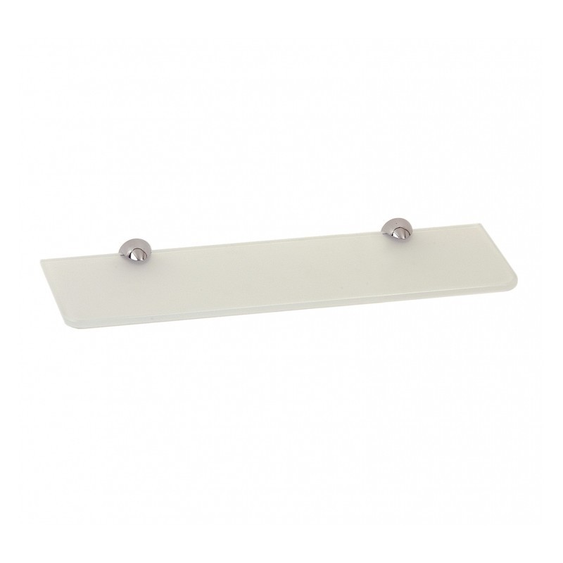 BSM Marketing Mensola angolare in vetro temperato spesso 6 mm, 300 mm, con grandi supporti cromati (trasparente