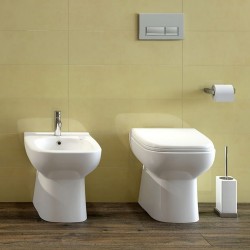 Sanitari filo parete in Ceramica Rak Origin wc + bidet + sedile a chiusura tradizionale