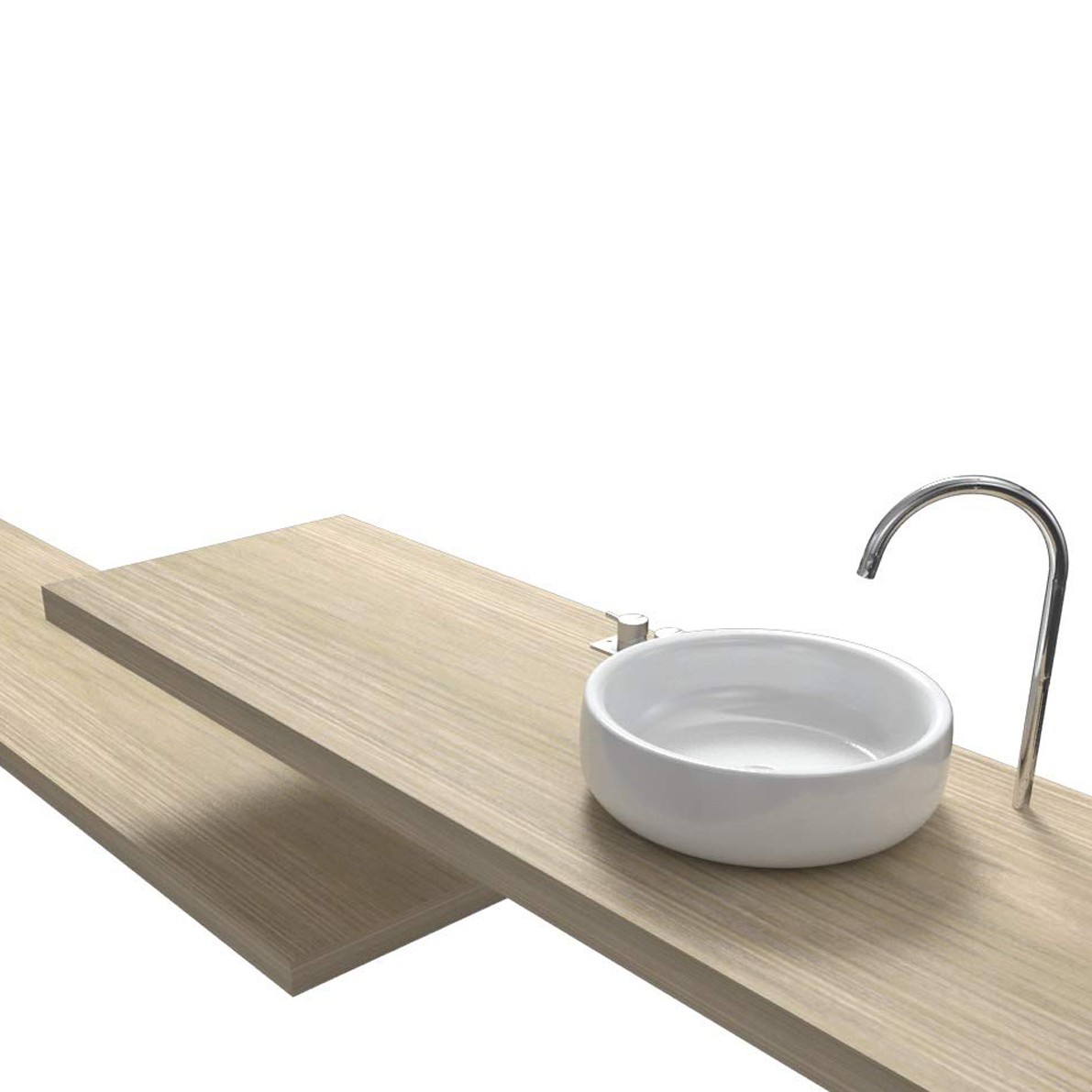 Alpenberger Set Mobile Bagno Con Lavabo 55 Cm - Moderno In Bambù Con Ante Soft-Close E Lavabo In Ceramica