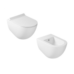 Vaso Sospeso Senza Brida art. 7317MT + Bidet art. 7313MT Bianco Matt Dream Galassia 