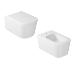 Vaso Sospeso Senza Brida art. 5486 + Bidet art. 5412 Bianco Lucido MEG11 PRO Galassia 