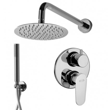 Set Completo Jacuzzi: Monocomando Doccia Incasso con Deviatore Modello Alba, Braccio Soffione Slim e Doccetta Tonda