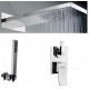 Set  Jacuzzi Miscelatore Doccia Tank con Deviatore a 2 Uscite + Set Duplex + Soffione con Getto a Pioggia in Acciaio Inox