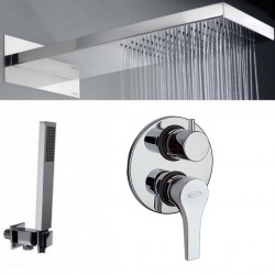 Set  Jacuzzi Miscelatore Doccia Moonlight con Deviatore a 2 Uscite + Set Duplex + Soffione con Getto a Pioggia in Acciaio Inox