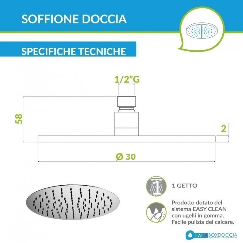 Fratelli Frattini Set Doccia Con Soffione Rotondo Diametro 30 Cm