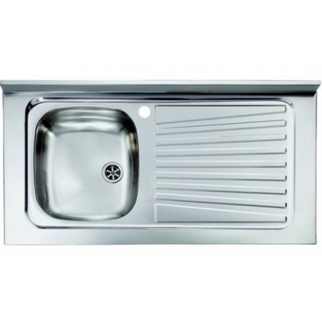 Lavello appoggio unica vasca a sinistra 80 x 50 cm in acciaio inox ed accessori