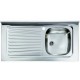 Lavello appoggio unica vasca a destra 80 x 50 cm in acciaio inox ed accessori