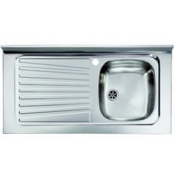 Lavello appoggio unica vasca a destra 80 x 50 cm in acciaio inox ed accessori