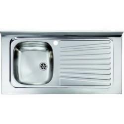 Lavello appoggio unica vasca a sinistra 90 x 50 cm in acciaio inox ed accessori