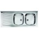 Lavello appoggio due vasche a destra 120 x 50 cm in acciaio inox ed accessori