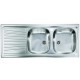 Lavello Cucina da Incasso due vasche a destra 116 x 50 cm in acciaio inox ed accessori